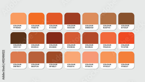 Cozy cafe Color Guide Palette with Color Names. Example of  cozy cafe catalog with RGB HEX code and name, Pantone Color Palette Catalog