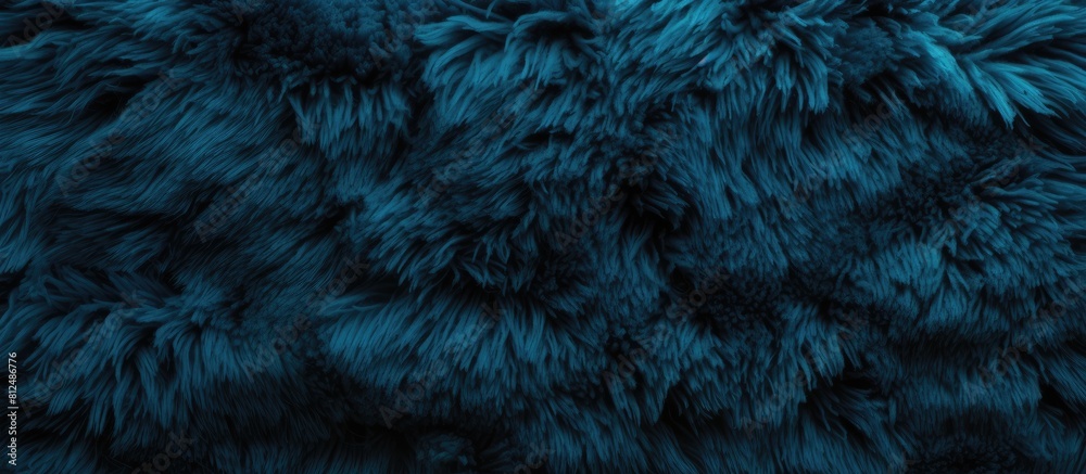 Close up of an abstract navy blue furry texture with a fluffy and turquoise pattern resembling the texture of wool skin Ideal as a colored background for design with ample copy space for placement of Close up of an abstract navy blue furry texture with a fluffy and turquoise pattern resembling the texture of wool skin Ideal as a colored background for design with ample copy space for placement of