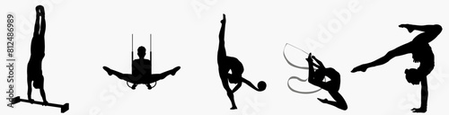 gymnastics athlete silhouette set. Rhythmic gymnastics 
