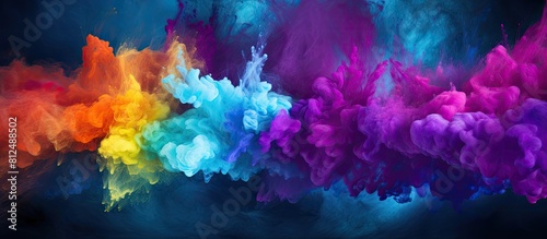 Colorful powder exploding in mid air creating an abstract background with a mesmerizing mix of vibrant colors and glitter Perfect for a copy space image photo