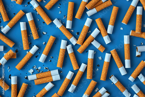 blue Cigarette Background | Smoking Concept Design | Tobacco, Nicotine, Health Hazard, Addiction, blue Packaging 