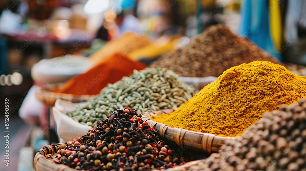 Traditional spices at a street market