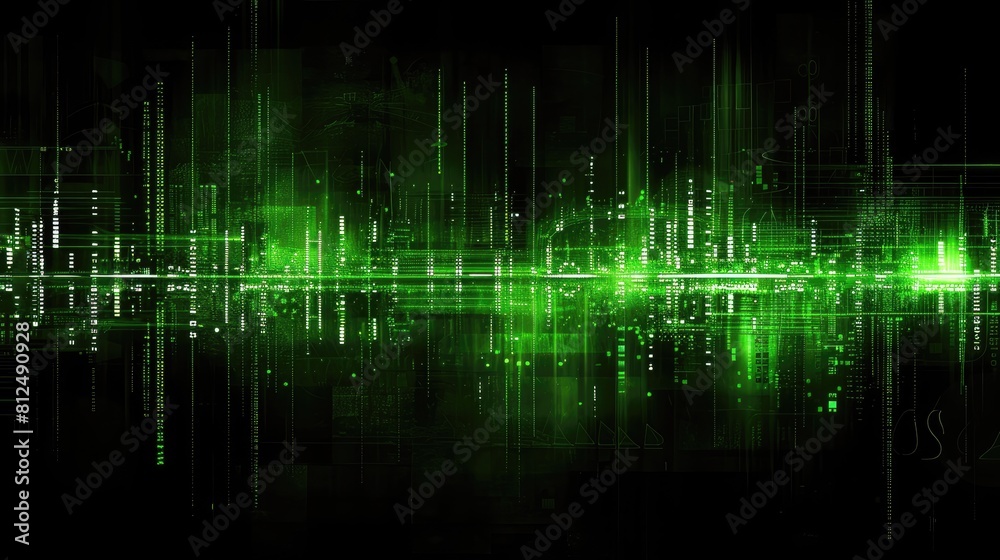A green, pixelated image of a cityscape with a green line running through it A green, pixelated image of a cityscape with a green line running through it