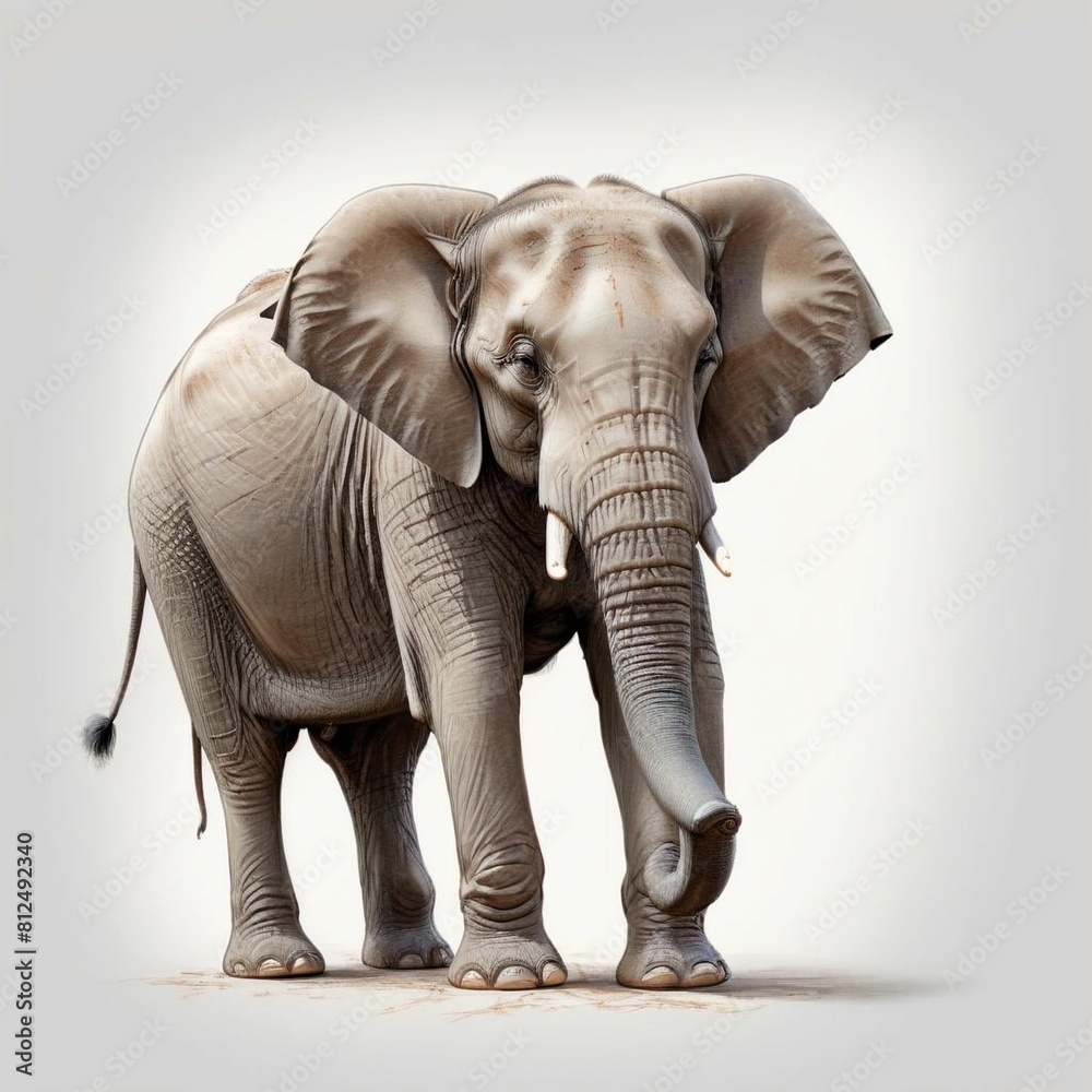 Fototapeta premium Elephant on white isolated background