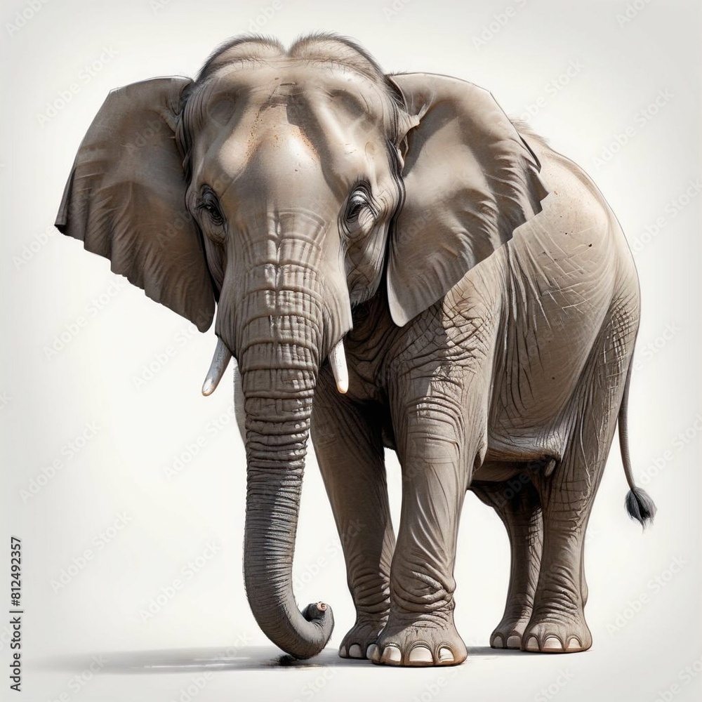 Fototapeta premium Elephant on white isolated background