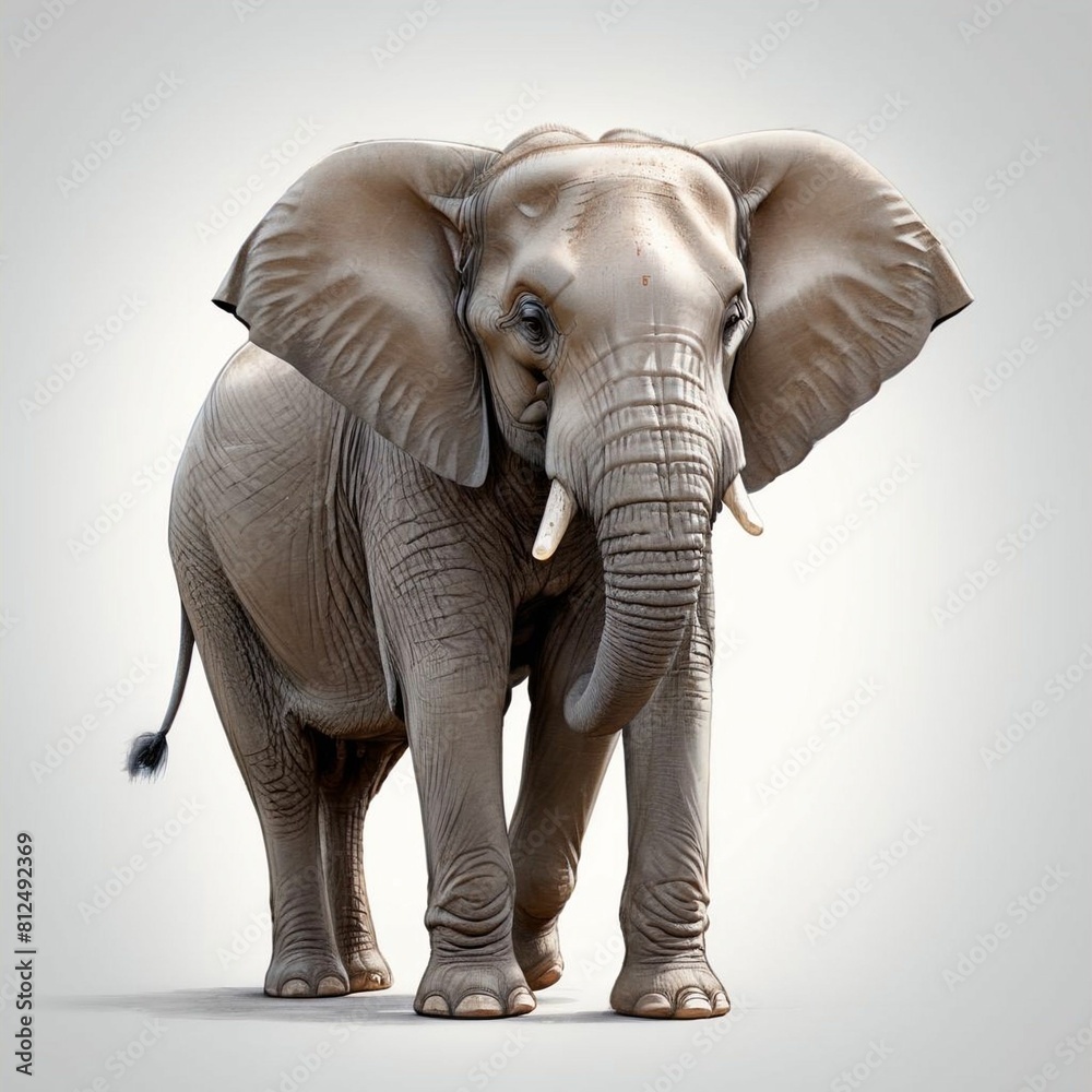 Fototapeta premium Elephant on white isolated background
