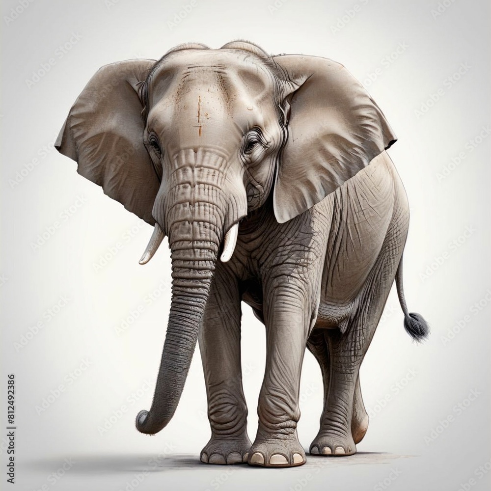 Fototapeta premium Elephant on white isolated background