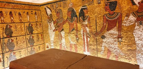 Slika na platnu Painted wall panel of 12 Baboons from the Funerary text book of Amduat inside th
