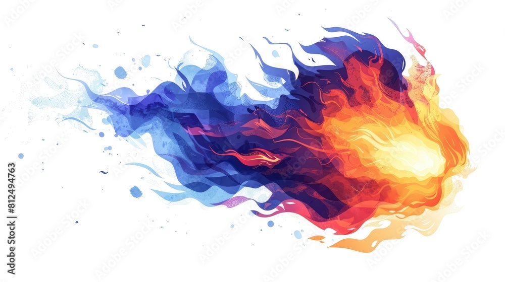 Obraz premium A colorful fire with blue, red, and yellow flames