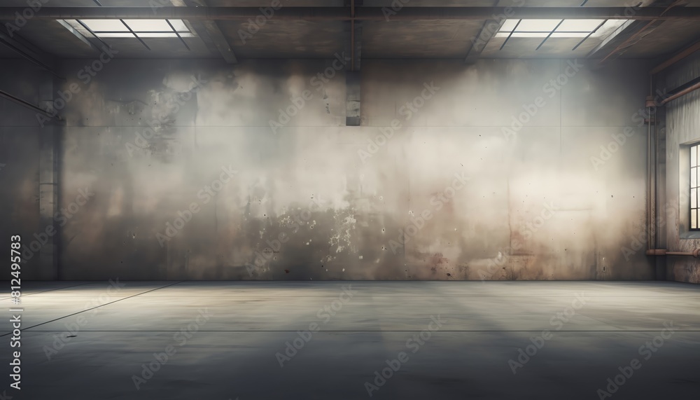 Abandoned warehouse with a clean wall space, suitable for urban style photography or graffiti art displays