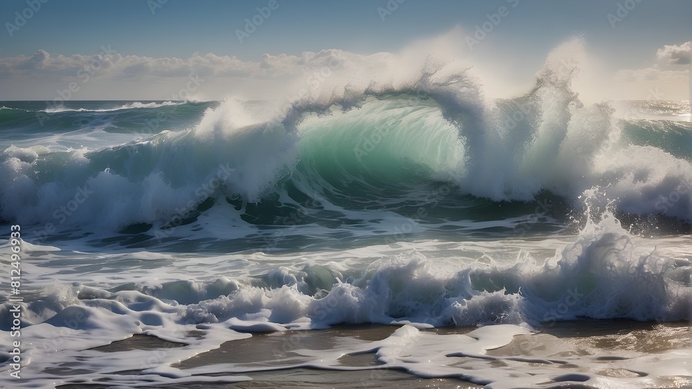 wave breaking on the rocks