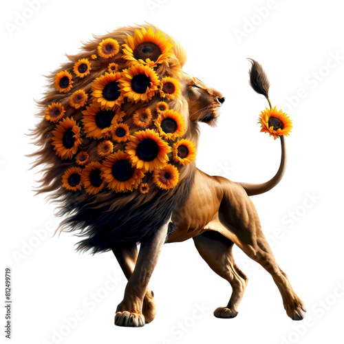 The sunflower lion is a symbol of strength, courage, and beauty photo