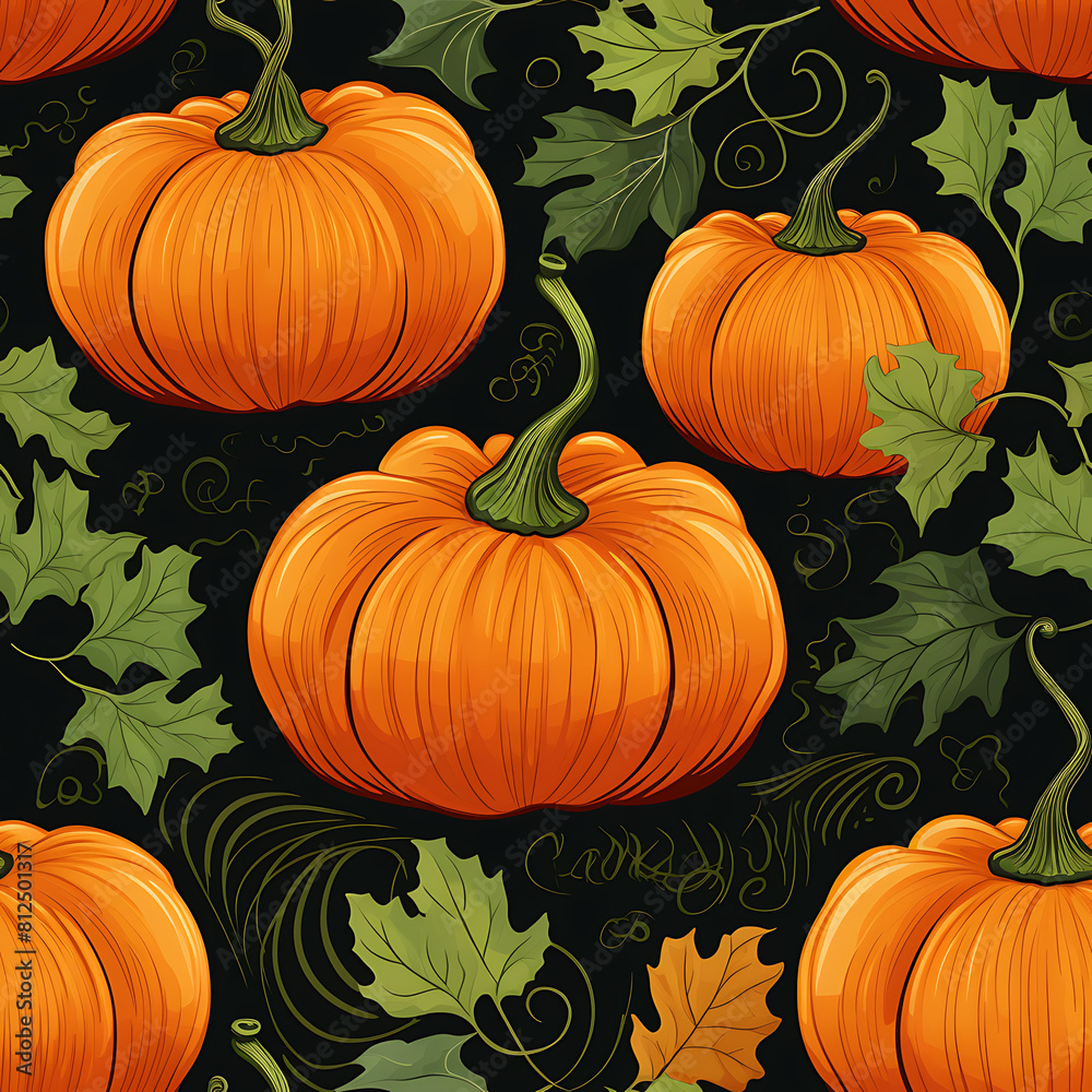Pumpkin seamless pattern, the beauty of design knows no bounds. Can be used as a variety of graphics resources Pumpkin seamless pattern, the beauty of design knows no bounds. Can be used as a variety of graphics resources