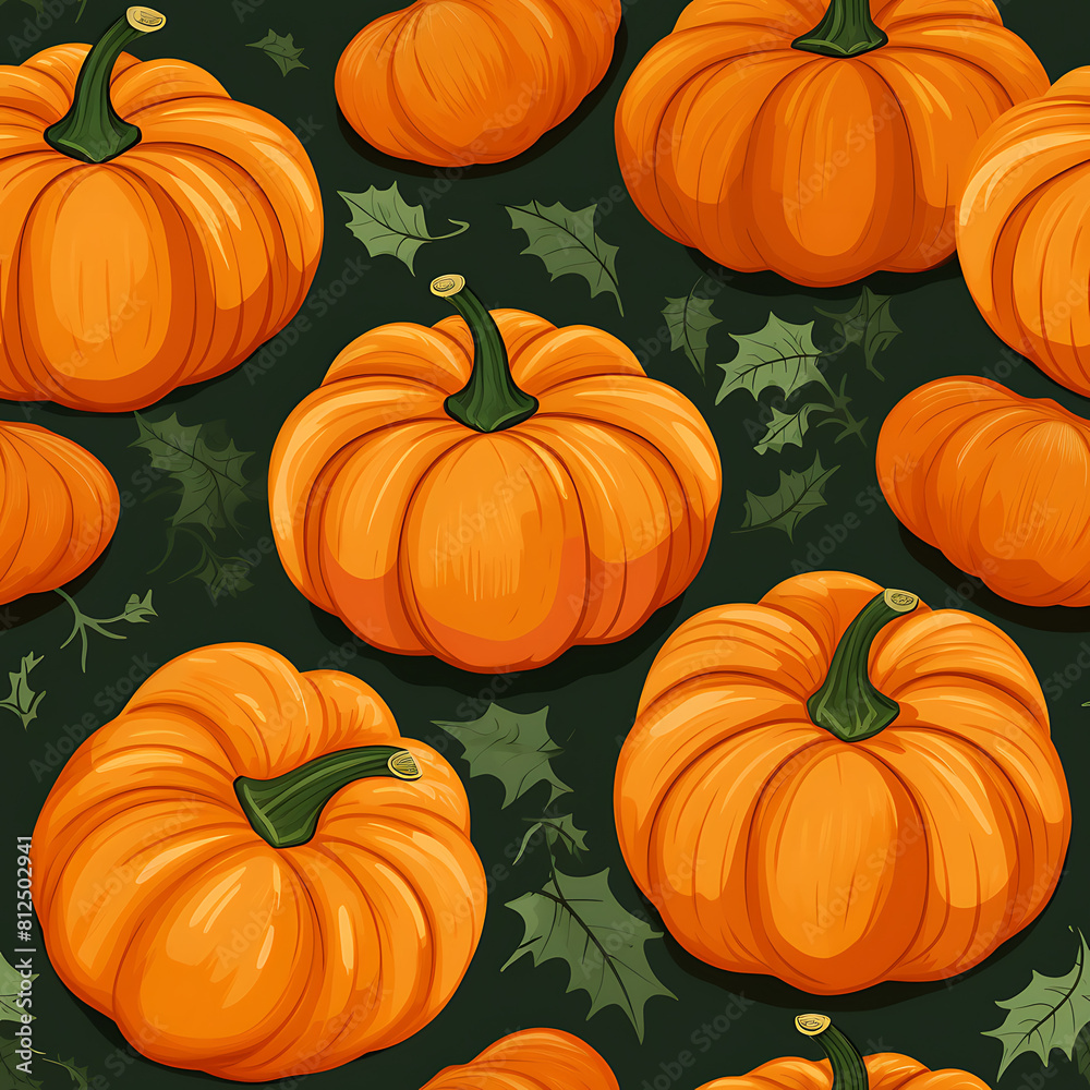 Pumpkin seamless pattern, the beauty of design knows no bounds. Can be used as a variety of graphics resources Pumpkin seamless pattern, the beauty of design knows no bounds. Can be used as a variety of graphics resources