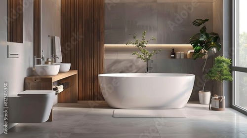 Toilet bowl in the interior of a contemporary bathroom