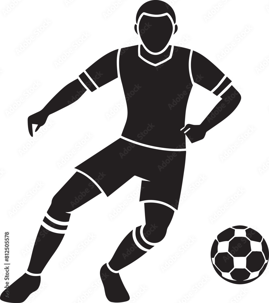 Soccer player vector silhouette illustration isolated on white background. Soccer player.