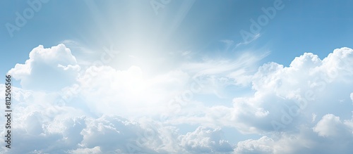 Overcast sky showcases a white cloud background with the sun Ample copy space image available
