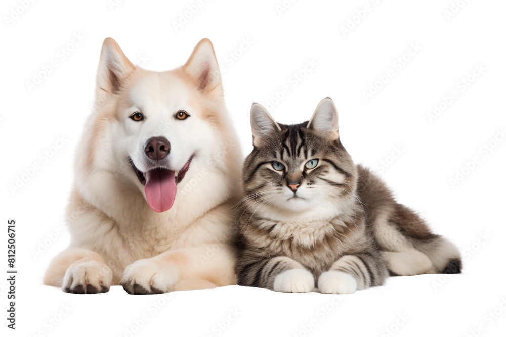 dog with cat friendly isolated on white