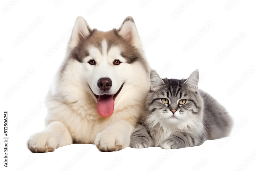 dog with cat friendly isolated on white dog with cat friendly isolated on white