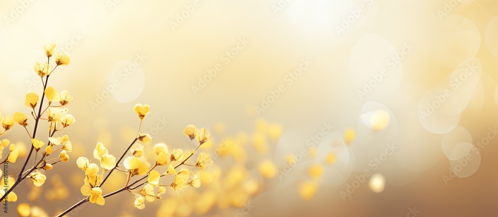 Soft mist on a sweet yellow bokeh background with ample copy space for adding text or images