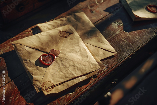 old envelope with a heart seal.