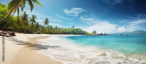 Tropical beach with stunning summer landscapes Perfect background for a vacation Copy space image