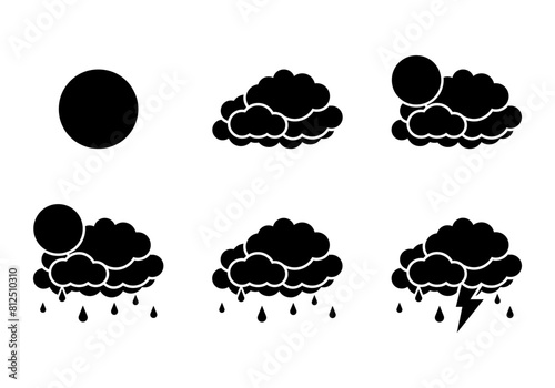Set black climate change meteorology weather forecast icon vector design © Jedsada Naeprai