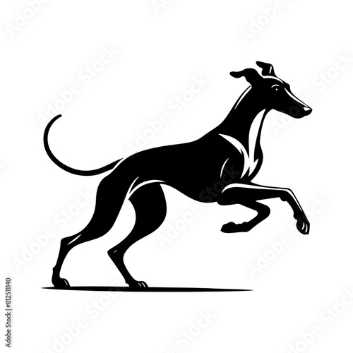 Running Whippet Dog Vector Silhouette - Graceful Agility and Energetic Spirit of this Athletic Canine- Running Whippet Dog Illustration- Minimalist Running Whippet Dog.