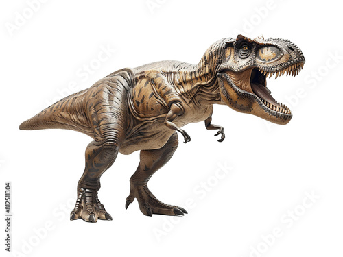 Lifelike model of a Tyrannosaurus Rex mid-roar, showcasing detailed textures and anatomical accuracy,  on Transparent Background  © sunthon
