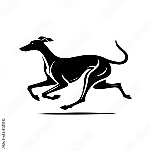 Running Whippet Dog Vector Silhouette - Graceful Agility and Energetic Spirit of this Athletic Canine- Running Whippet Dog Illustration- Minimalist Running Whippet Dog.