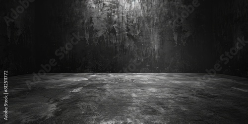Dark room with concrete wall and floor.