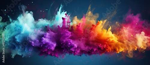 A vibrant and dynamic image of colorful powder bursting into the air creating a mesmerizing visual spectacle The captivating display includes a mix of vibrant shades and glimmering textures Perfect f photo