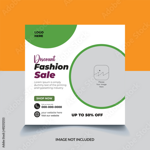 fashion sale simple social media post square web banner template