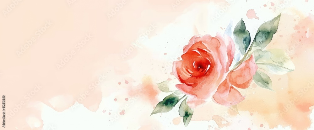 Painting Beauty: Exploring Abstract Rose Flower Art in Watercolor on a Gentle Orange Background