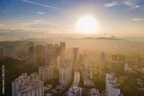 Photography beautiful view of kuala lumpur, malaysia city skyline