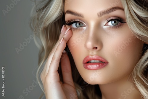 Beauty face skin woman beautiful eyes and lips tanned skin 