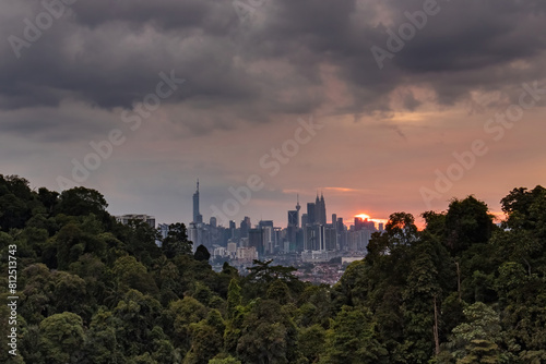 Photography beautiful view of kuala lumpur, malaysia city skyline