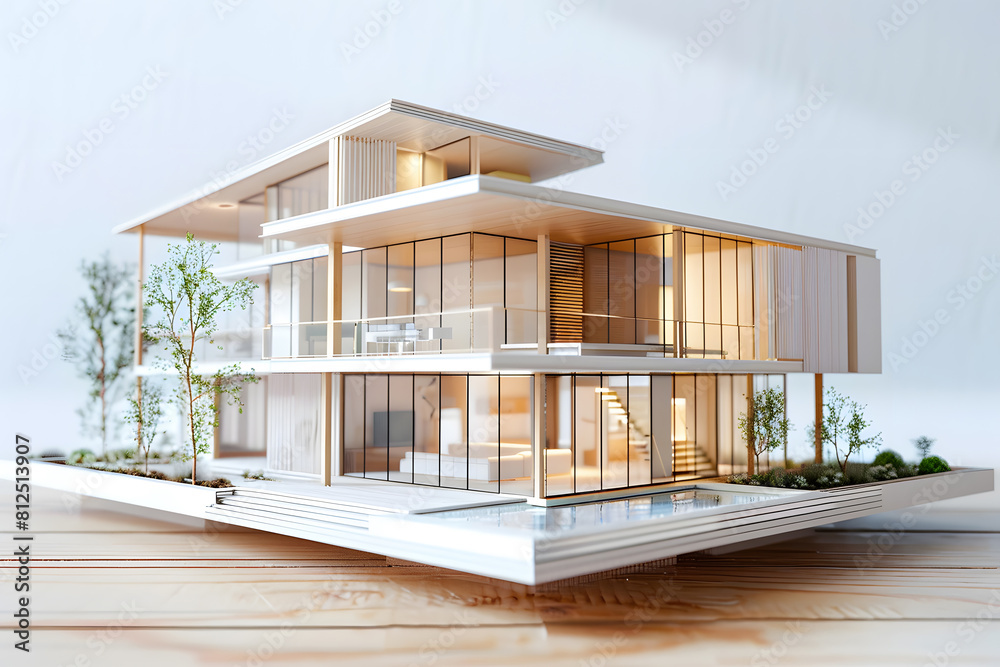 architectural model of a modern house 3d mockup. Generative Ai. architectural model of a modern house 3d mockup. Generative Ai.