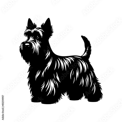 Minimalist Scottish Terrier Vector Silhouette - Capturing the Classic Charm of this Iconic Breed in Simplistic Elegance- Scottish Terrier Illustration.