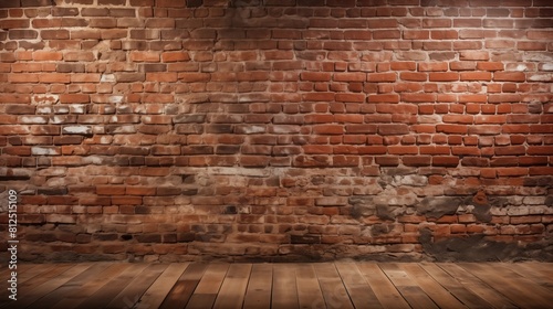 Vintage Brick Wall and Wooden Floor Background for Design