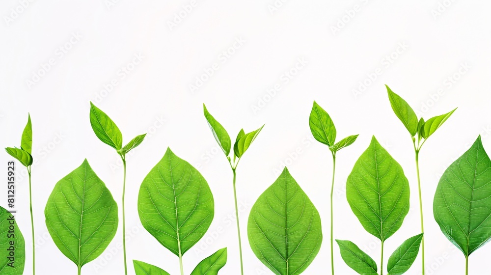 Green foliage representing environmental awareness on a white background.