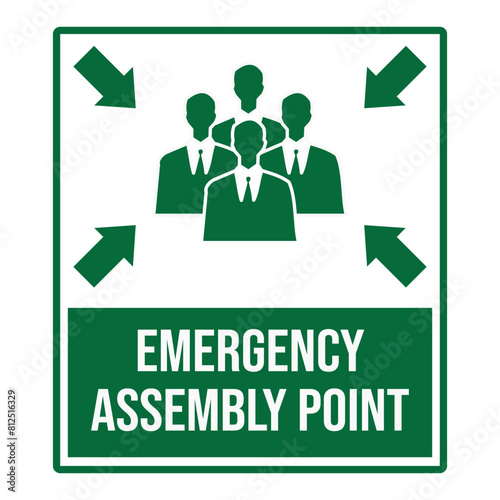 Emergency assembly point sign vector illustration