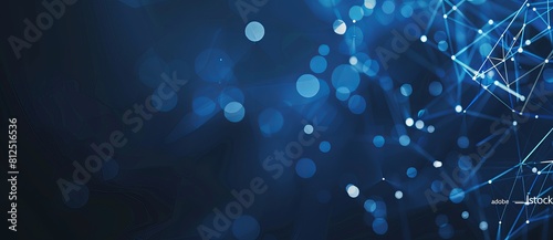 Digital network connectivity concept with blue dots and lines on a dark background, representing modern communication © qorqudlu