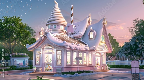 Enchanting Fairytale Castle in a Whimsical Winter Wonderland at Dusk