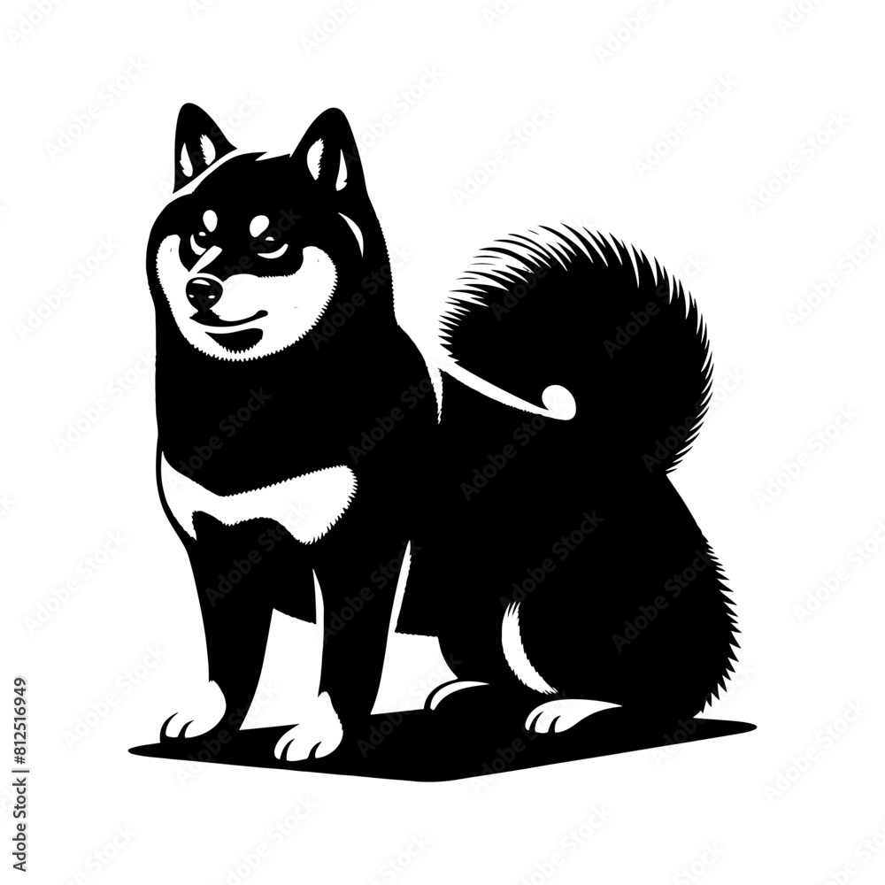 Obraz premium Shiba Inu Dog Vector Silhouette - Capturing the Graceful Charm of the Shiba Inu Breed in Minimal Form- Shiba Inu Illustration- Minimalist Shiba Inu Vector Silhouette.