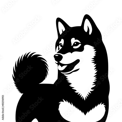 Shiba Inu Dog Vector Silhouette - Capturing the Graceful Charm of the Shiba Inu Breed in Minimal Form- Shiba Inu Illustration- Minimalist Shiba Inu Vector Silhouette.