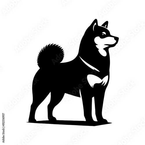 Shiba Inu Dog Vector Silhouette - Capturing the Graceful Charm of the Shiba Inu Breed in Minimal Form- Shiba Inu Illustration- Minimalist Shiba Inu Vector Silhouette.