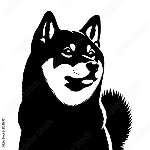 Shiba Inu Dog Vector Silhouette - Capturing the Graceful Charm of the Shiba Inu Breed in Minimal Form- Shiba Inu Illustration- Minimalist Shiba Inu Vector Silhouette.