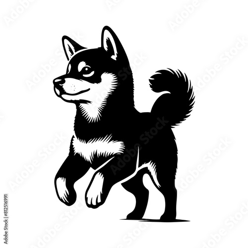 Shiba Inu Dog Vector Silhouette - Capturing the Graceful Charm of the Shiba Inu Breed in Minimal Form- Shiba Inu Illustration- Minimalist Shiba Inu Vector Silhouette.