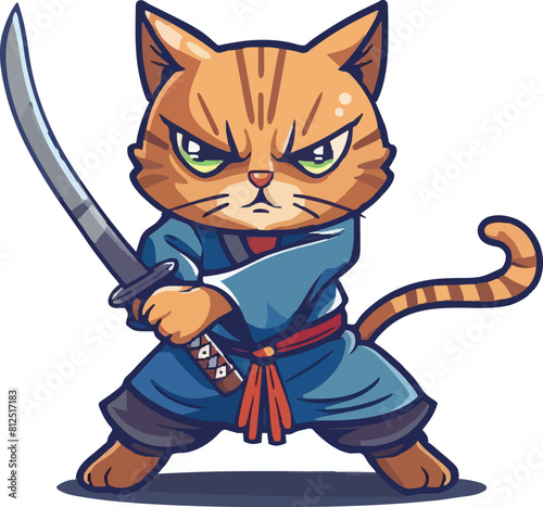 Cute cartoon ninja cat 